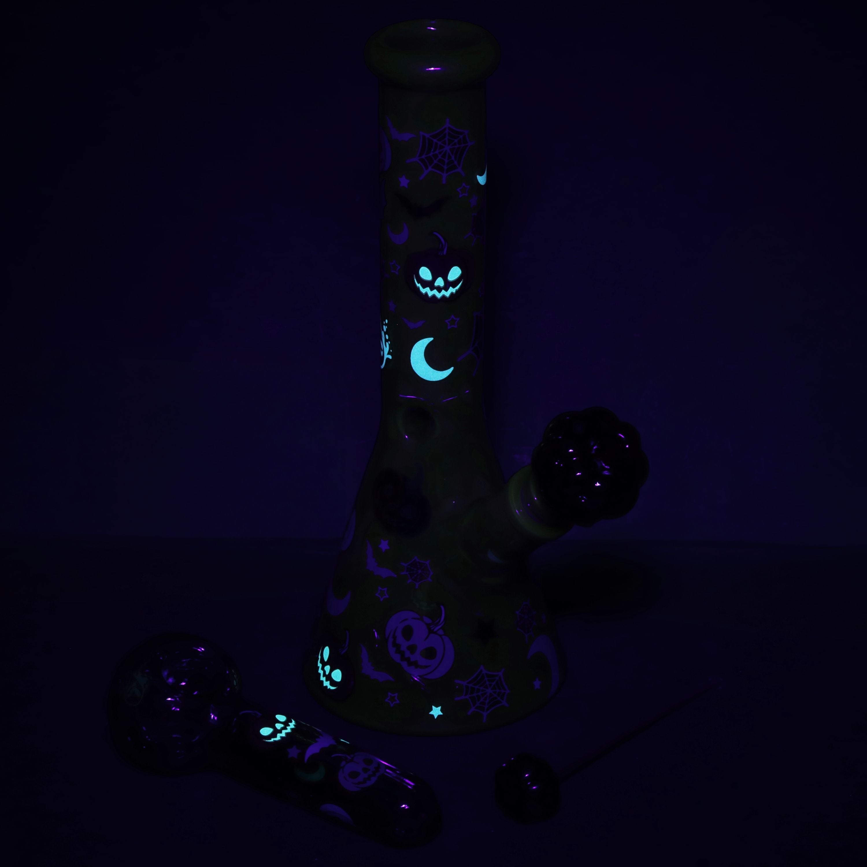 Pulsar Halloween Party Herb Pipe Glow Duo- 10" / 14mm F