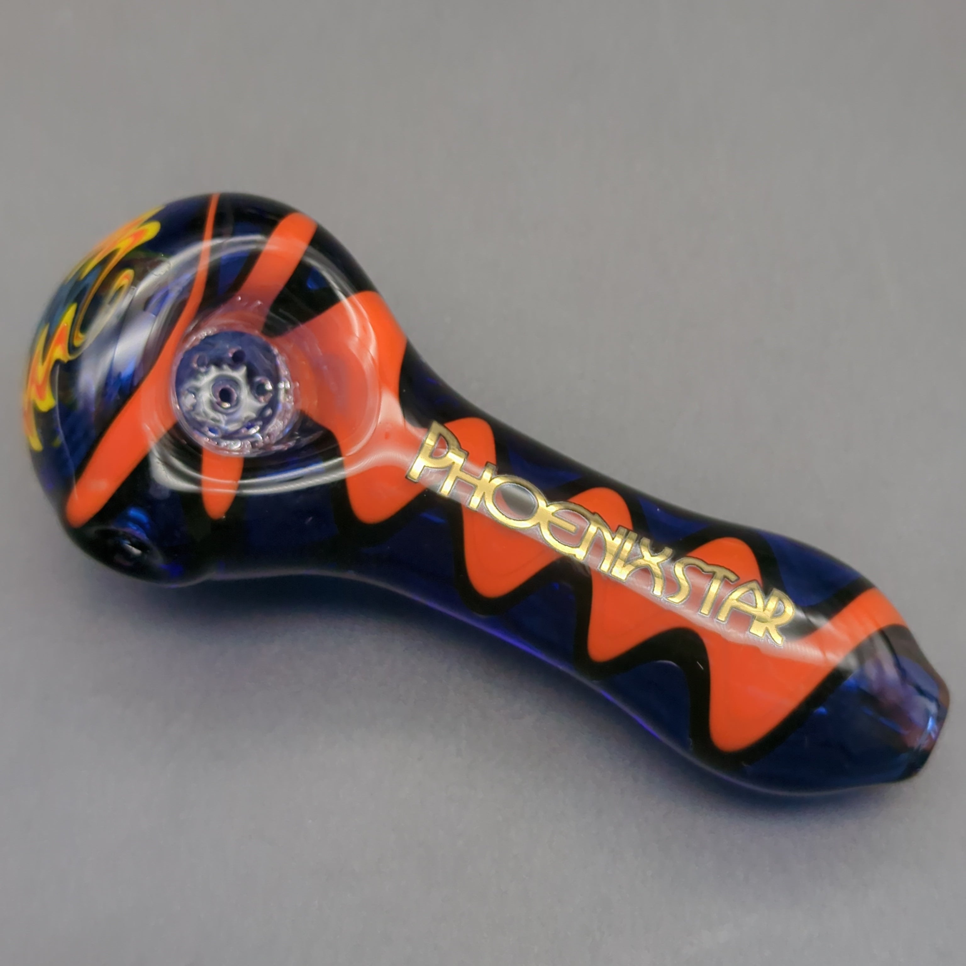 4" Multicolor Wig Wag Spoon Pipes W/ 7 Hole Screen