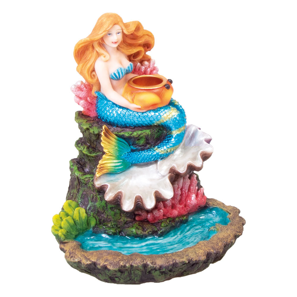 Relaxing Mermaid with Crab Backflow Cone Burner - 6"