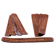 Carved Wood Boat Incense Burner - 10" - 12PC SET