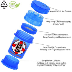 HerbSaver Large Grinder - 3.8" x 2.4" / 4pc / 6ct