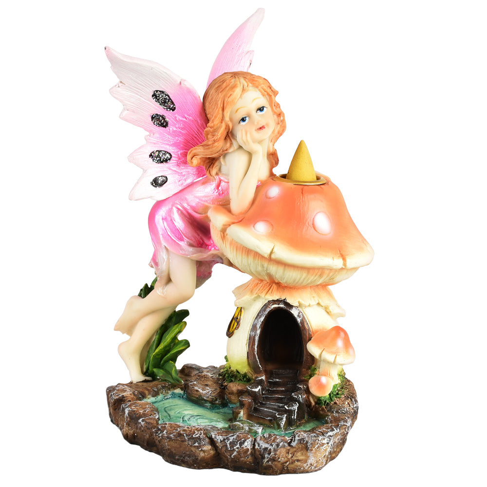 Mushroom House & Fairy Backflow Incense Burner - 7"
