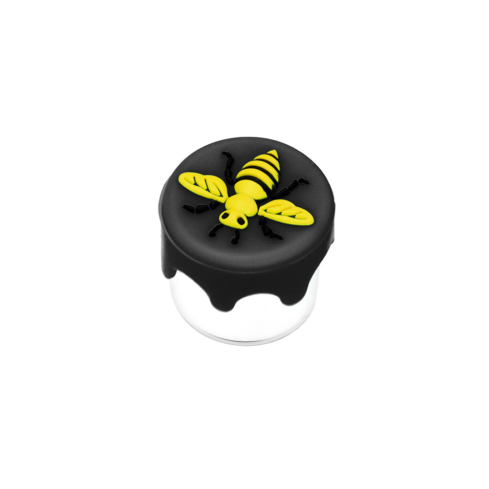 10PC Set - Bee Glass Concentrate Jar W/Silicone Lid - 7.5mL/Asst