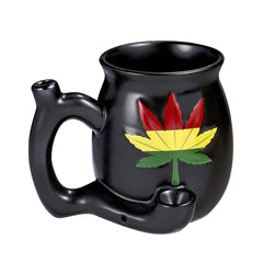 Embossed Leaf Mug - Black W/Rasta
