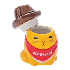 Fujima Meowdy Cat Cowboy Ceramic Stash Jar - 4.5"