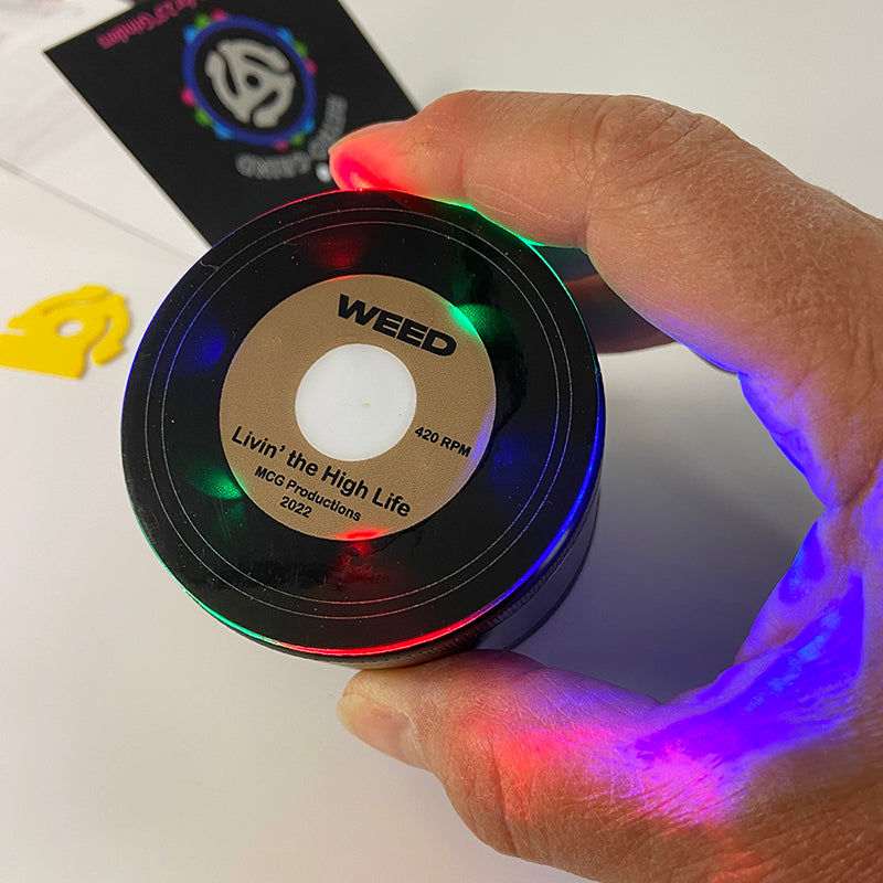 LED Light Show Herb Grinder ~ Magnetic Lid - 4 Pieces with Screen Catcher