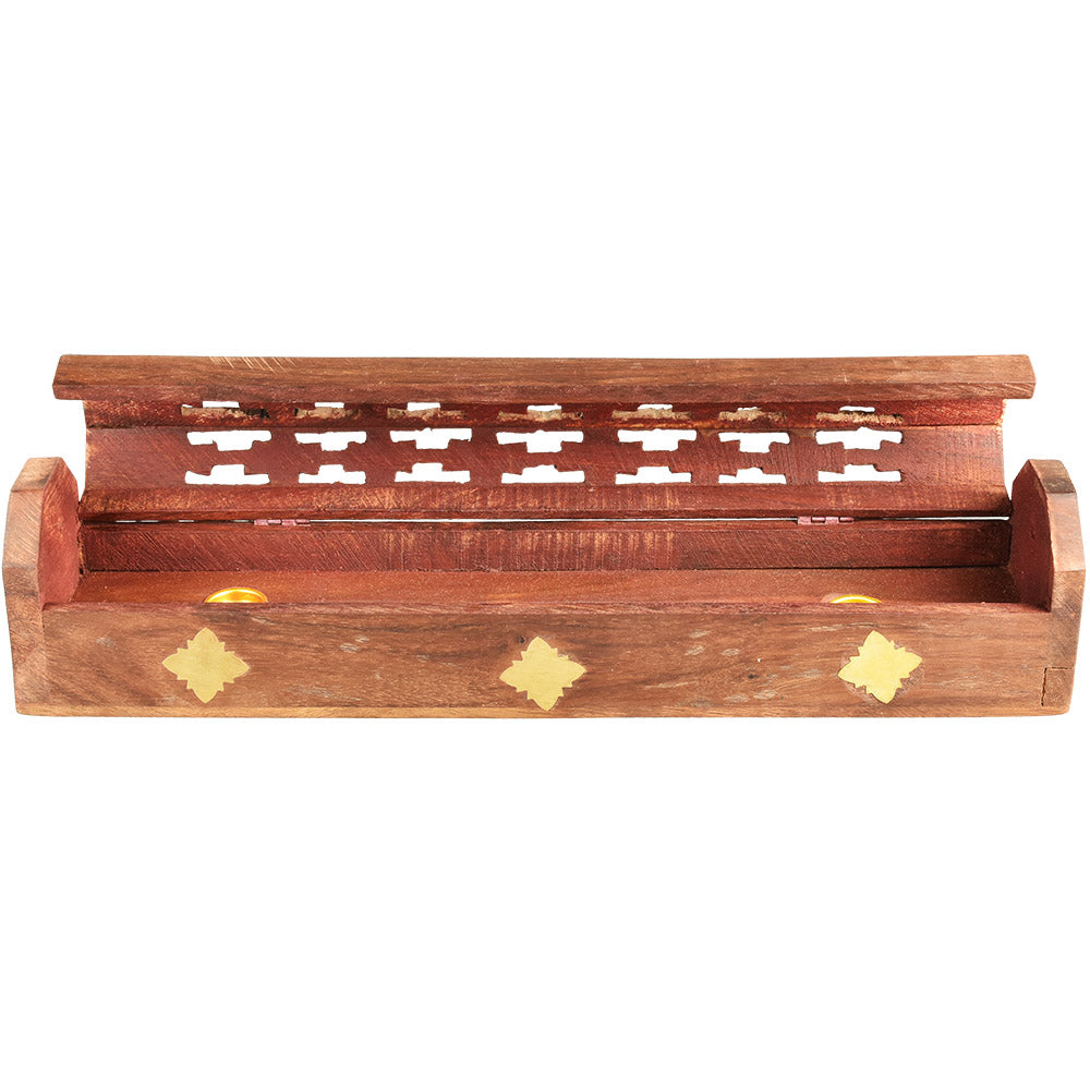 Assorted Carved & Inlaid Coffin Incense Burner - 6PC Set / 12in