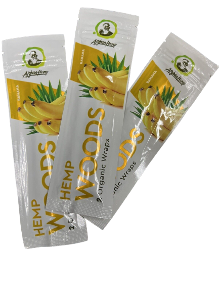 Afghan Hemp Woods Natural 2 Banana Flavor Papers Wraps Per Pack (3 Count)